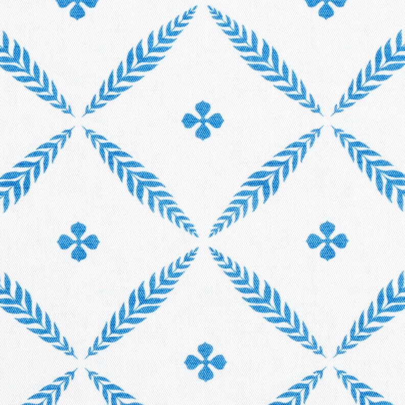 Dekostoff Baumwollköper elegante Rauten – weiss/blau,  image number 1
