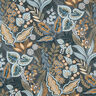Dekostoff Halbpanama Paisley-Blätter – blaugrau,  thumbnail number 1