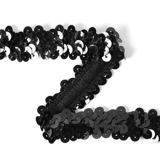 Elastische Paillettenborte (20 mm) 12 – schwarz, 