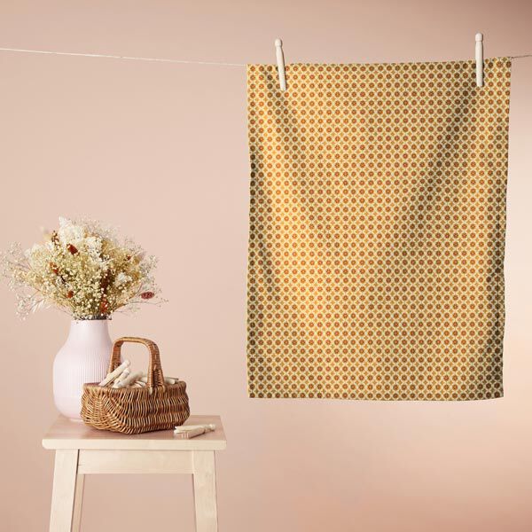Baumwollstoff Cretonne Kaleidoskop – senf | Reststück 60cm