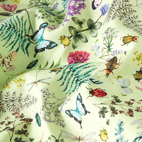 Outdoorstoff Canvas Wildblumen & Insekten – pastellgrün,  image number 2