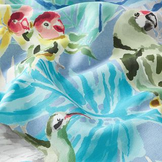 Outdoorstoff Canvas Tropen Vögel – hellblau/türkis, 