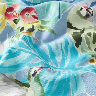 Outdoorstoff Canvas Tropen Vögel – hellblau/türkis, 
