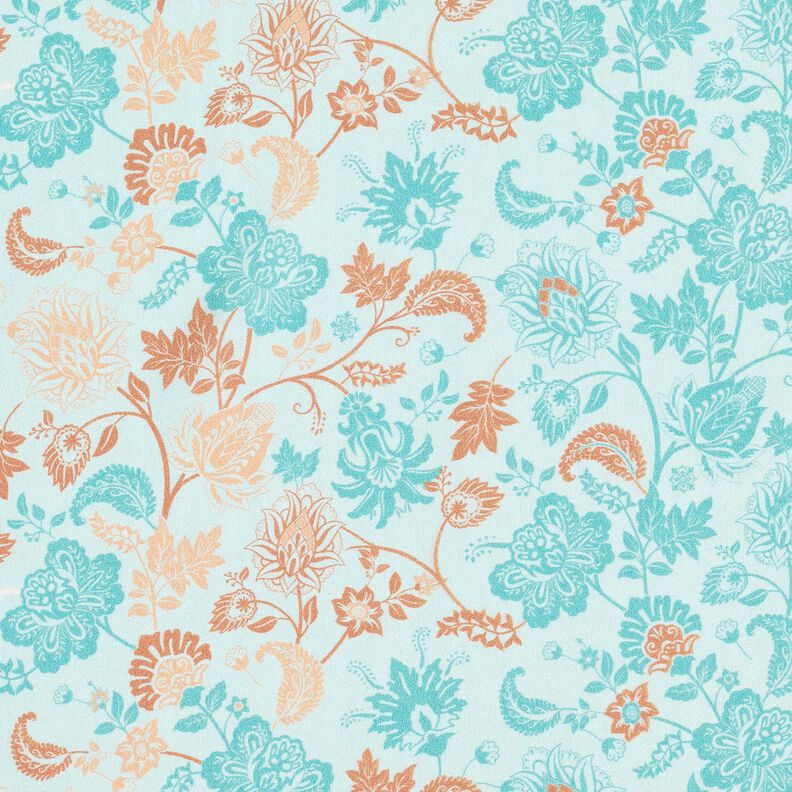 Viskose Voile Paisley Blumen Borderdesign – blau, image number 5