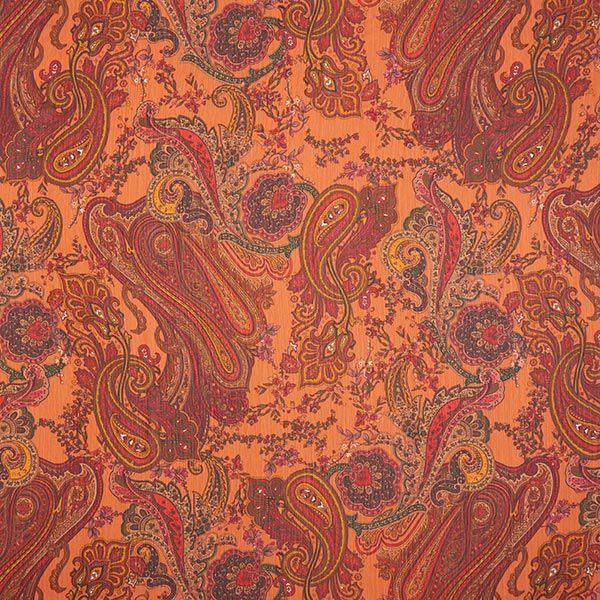 Crêpe Chiffon Paisleymuster – terracotta | Reststück 50cm