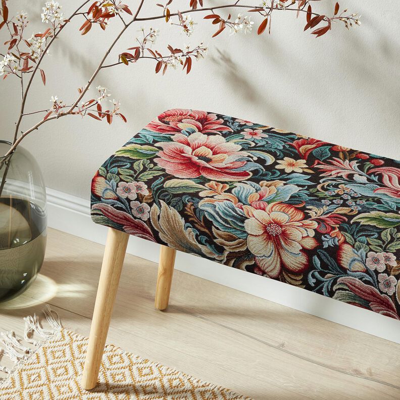 Dekostoff Gobelin traumhafte Blumen – schwarz/rot, image number 5