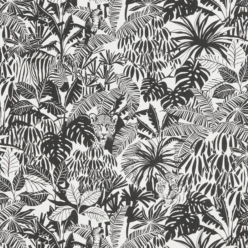 Dekostoff Halbpanama Dschungel – natur/schwarz,  image number 1
