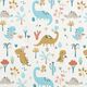 Baumwollpopeline glückliche Dinos – creme/aquablau,  thumbnail number 1