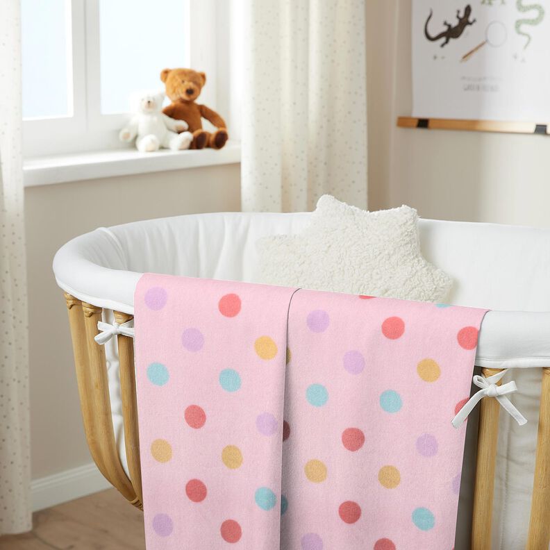 Kuschelfleece bunte Punkte – hellrosa,  image number 6