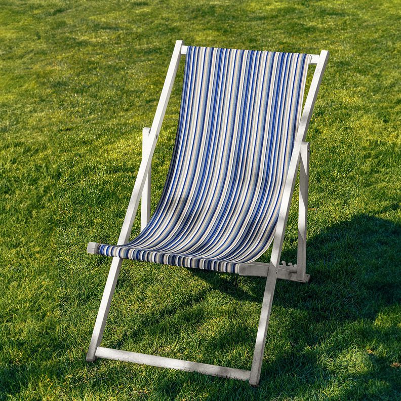Outdoor Liegestuhlstoff Längsstreifen 44 cm – indigo/beige,  image number 4