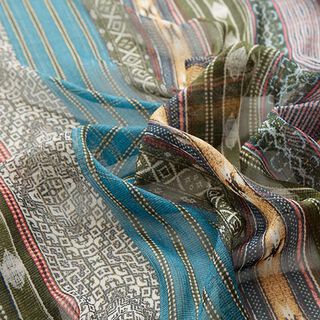 Chiffon mit Glanz-Streifen Ornamente – grün, 