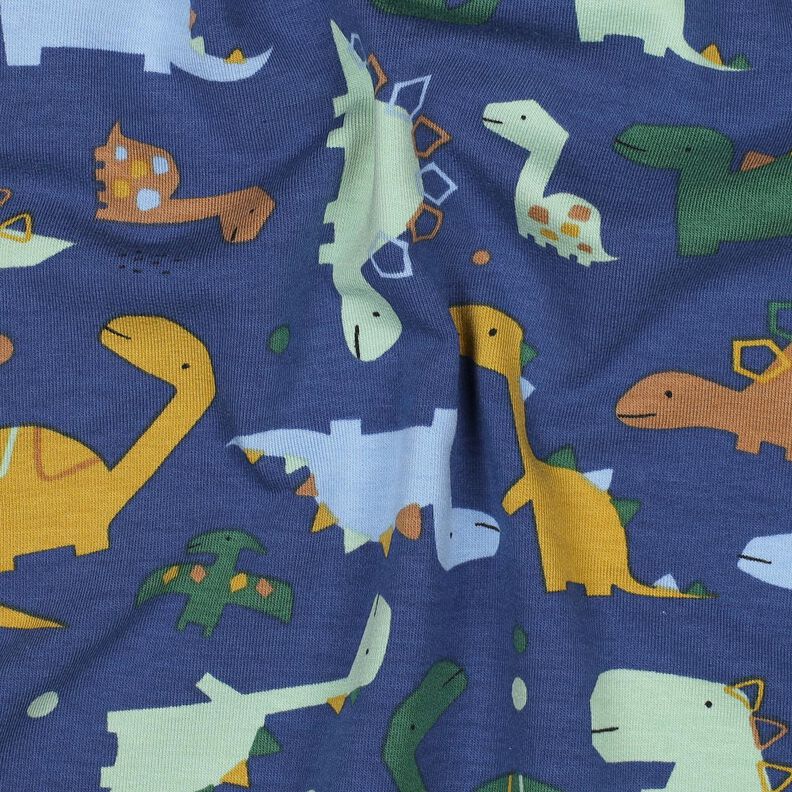 Sommersweat Dinos | Poppy Fabrics – indigo/hellblau, image number 2