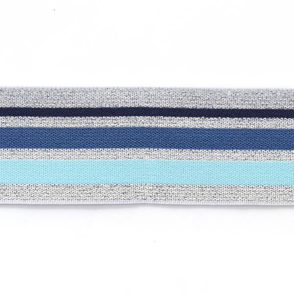 Gummiband Glitter [ 4 cm ] – silber/hellblau,  image number 2