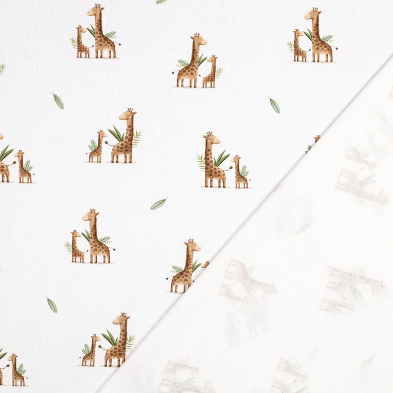 GOTS Baumwolljersey Giraffenfamilie Digitaldruck | Poppy Fabrics – weiss/hellbraun, image number 3