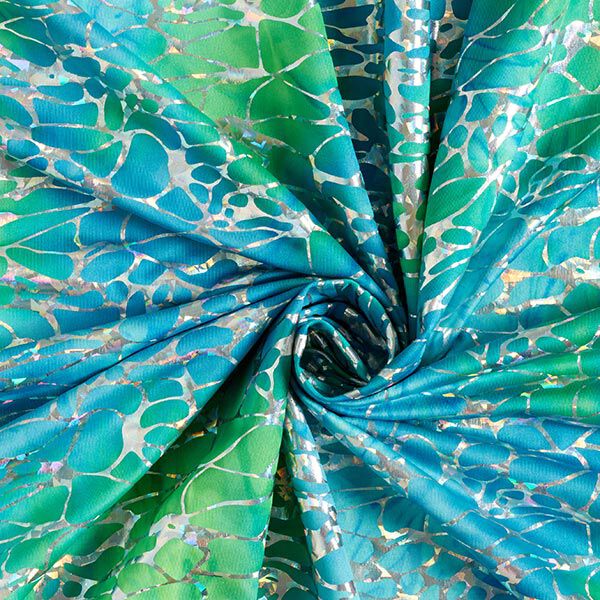 Folienjersey glitzernde Wasserreflektion – türkis | Reststück 50cm