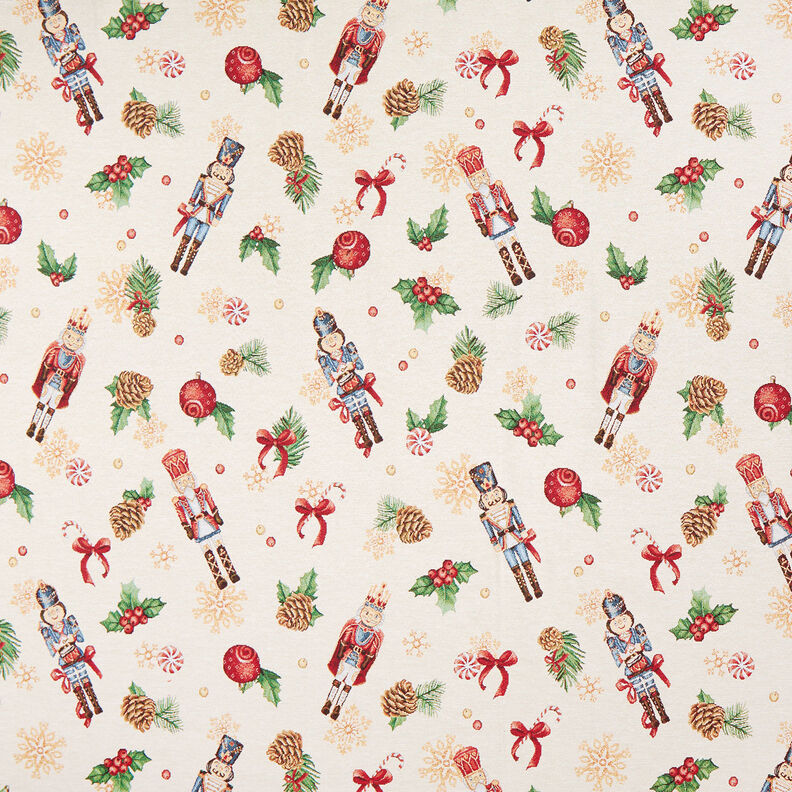 Dekostoff Gobelin festliche Nussknacker – hellbeige/rot, image number 1