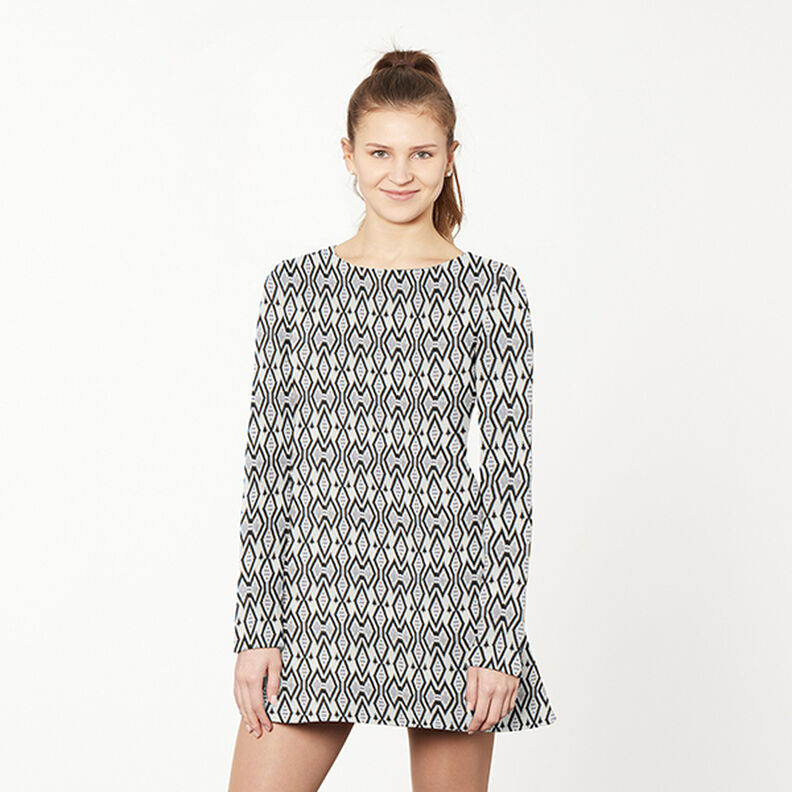 Strickjacquard Rauten – nebelgrau/schwarz, image number 5