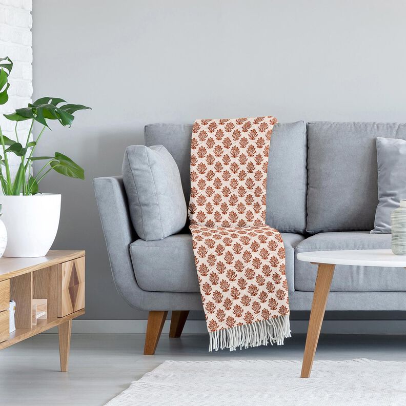 Steppstoff Musselin Ranken und Blumen &ndash; braun/nachtblau,  image number 5