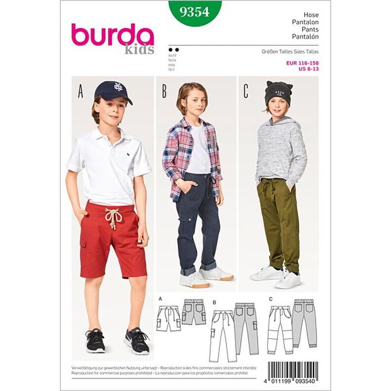 Kinderhose / Shorts | Burda 9354 | 116-158,  image number 1