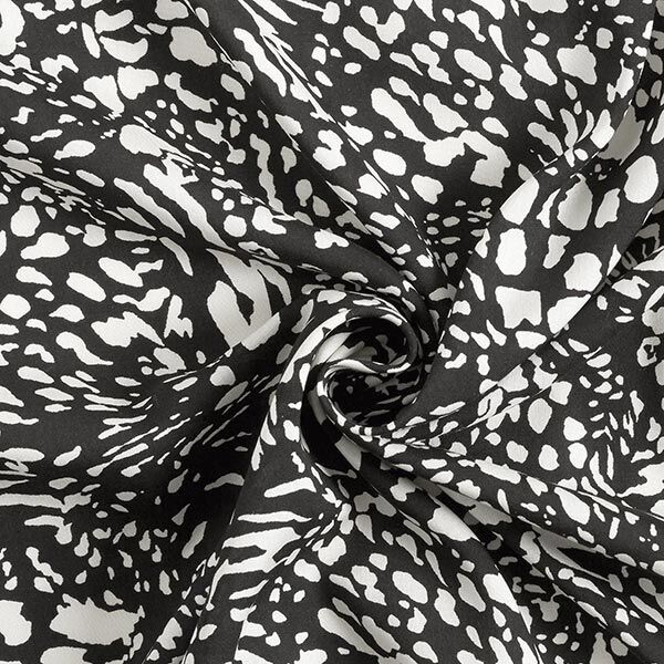 Viskosestoff Leopardenmuster – schwarz/weiss | Reststück 130cm
