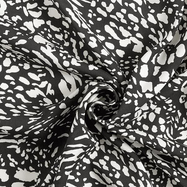 Viskosestoff Leopardenmuster – schwarz/weiss | Reststück 130cm