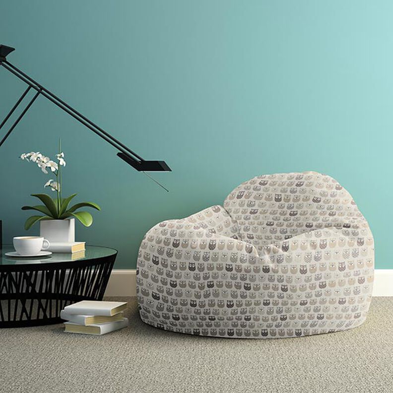 Baumwollstoff Cretonne Eulen – creme/grau,  image number 7