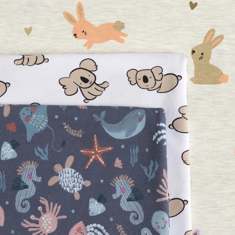 Baumwolljersey süße Meerestiere Digitaldruck | Poppy Fabrics – nachtblau,  image number 5