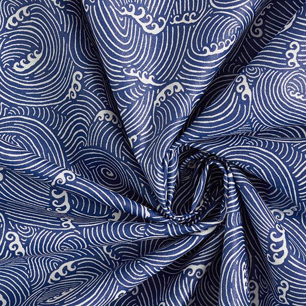 Beschichtete Baumwolle Wellenmuster – marineblau, image number 3