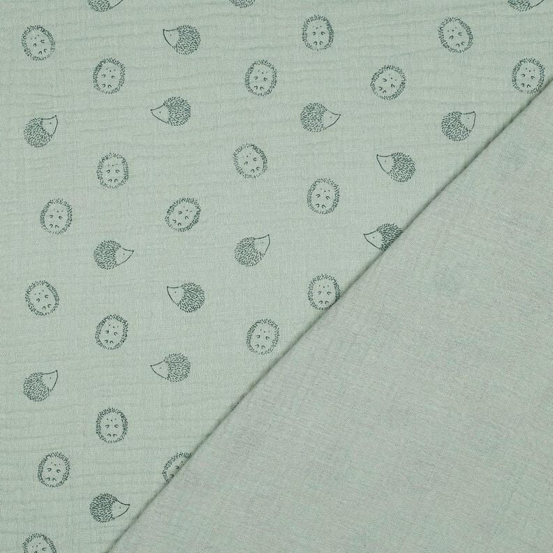 Musselin/ Doppel-Krinkel Gewebe Igel | Poppy Fabrics – hellmint/dunkelgrün, image number 4