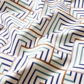 Dekostoff Halbpanama moderne Rauten – weiss/blau, 