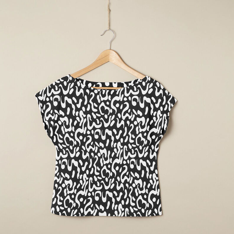Viskosejersey abstraktes Leomuster – schwarz/weiss,  image number 6