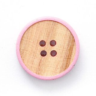 Holzknopf 4-Loch  – beige/rosa, 