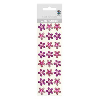 Glitter Sticker Blüten [ 24 Stück ] – Farbmix, 