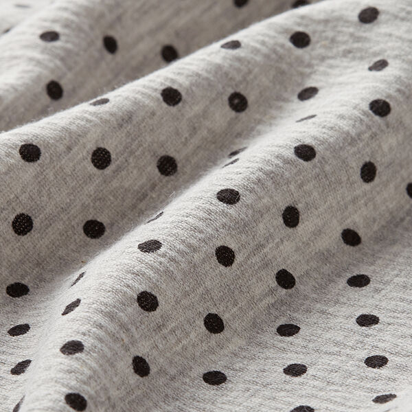 Krinkel-Jersey kleine Polkadots – hellgrau | Reststück 50cm