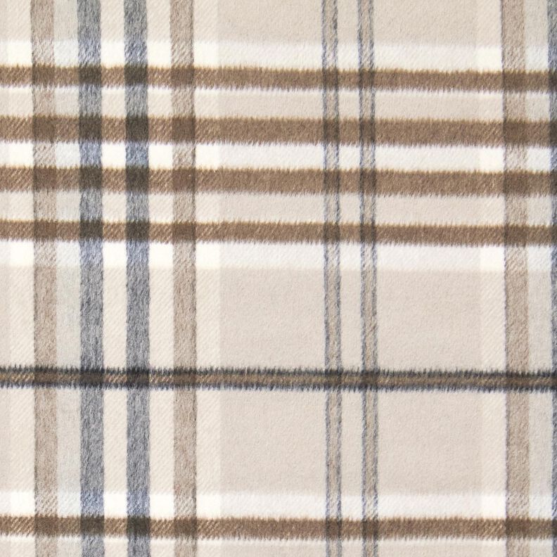 Mantelstoff Woll-Mix Karos angeraut – helltaupe/mocca, image number 2