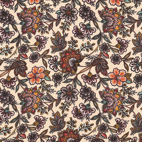 Viskose Satin Paisley Blumen – cashew, 