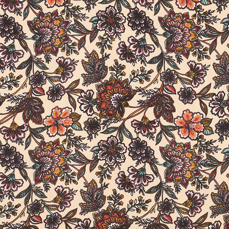 Viskose Satin Paisley Blumen – cashew,  image number 1