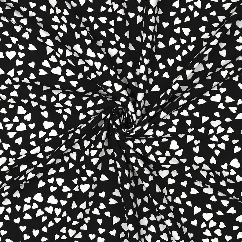 LENZING&trade; ECOVERO&trade; Viskosestoff Herzen &ndash; schwarz/weiss,  image number 3