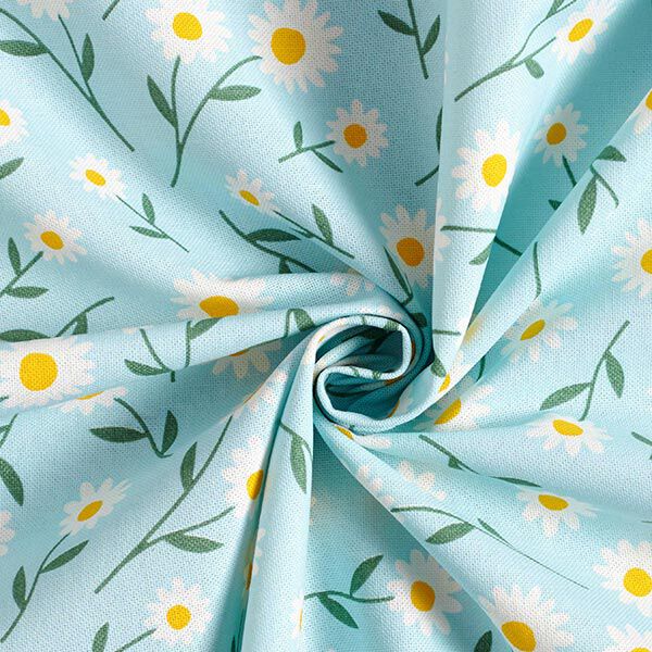 Dekostoff Halbpanama Gänseblümchen – babyblau/weiss, image number 3