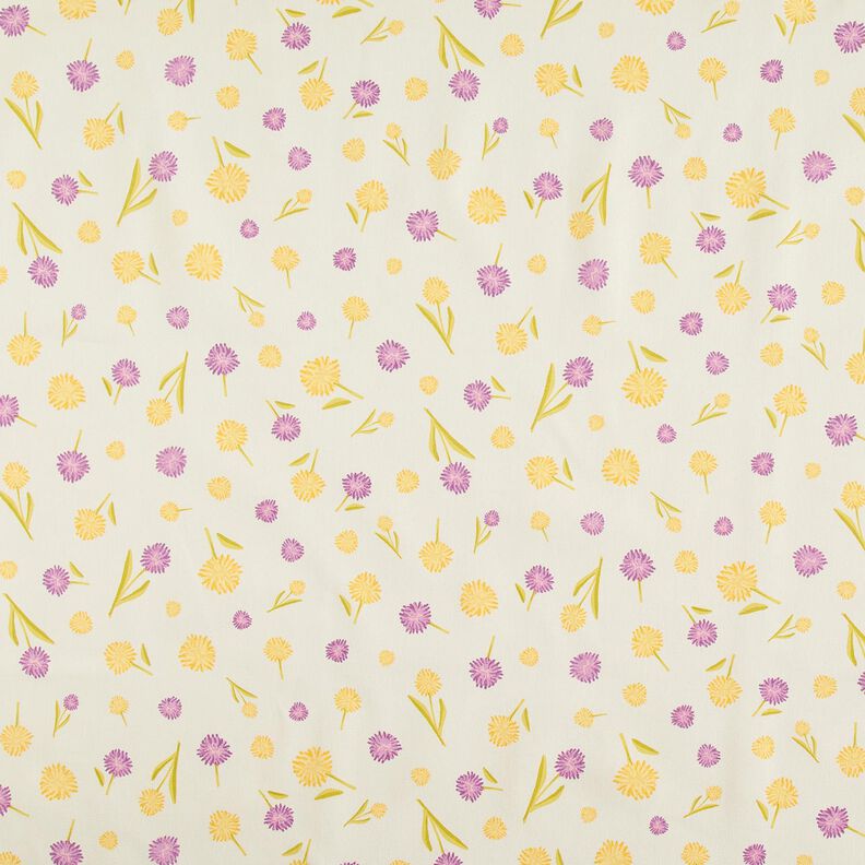Dekostoff Halbpanama kleine Frühlingsblumen – wollweiss/vanillegelb, image number 1