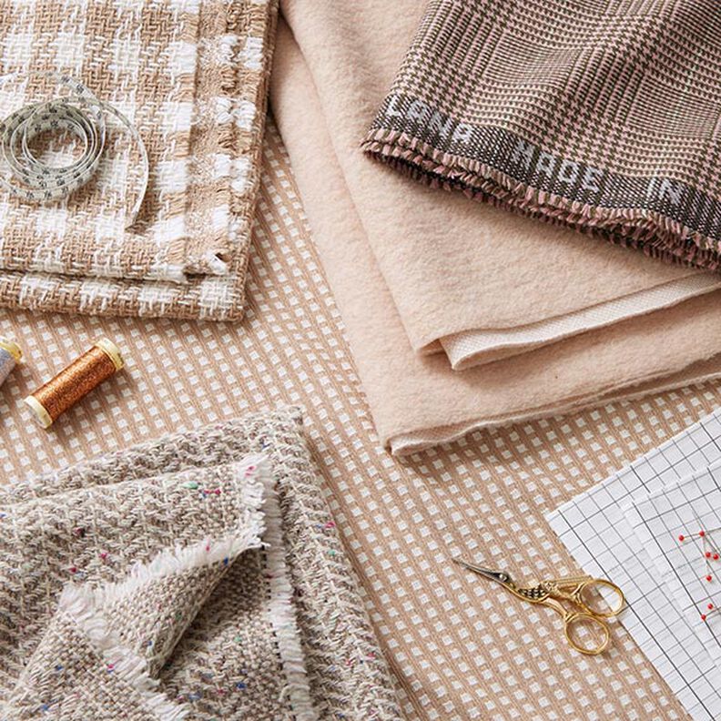 Wollstoff Glencheck – rosa/khaki,  image number 7