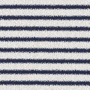 Strickbouclé Streifen und Glitzer – weiss/marineblau, 