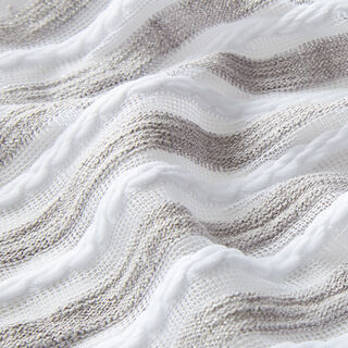 Feinstrick Effektstreifen – weiss/silber, 