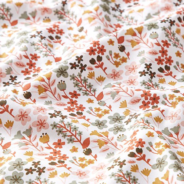 Baumwollstoff Cretonne filigrane Blumen – orange/weiss,  image number 2