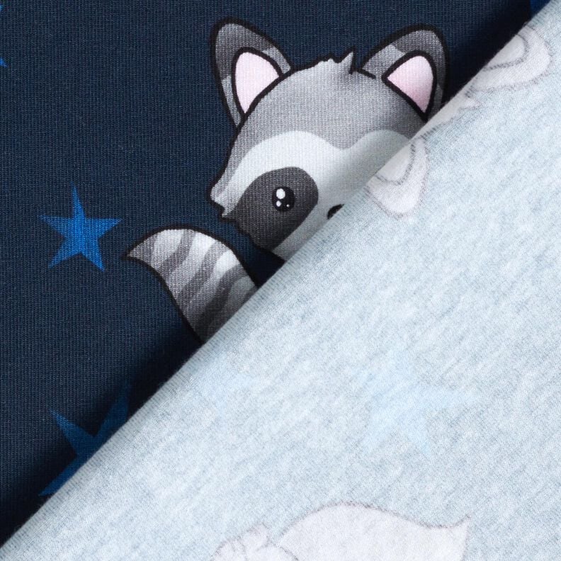 Baumwolljersey Waschbär mit Sternen | Glitzerpüppi – nachtblau/silber, image number 4