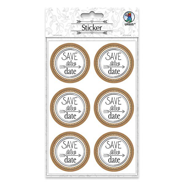 Sticker-Set Hochzeit Save the Date Ø 4,8 cm [ 24 Stück ] – wollweiss/beige,  image number 2