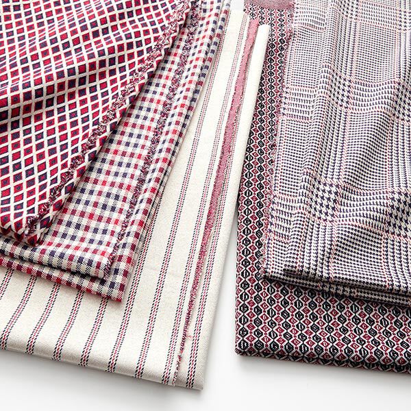 Strickjacquard Rauten – rot/marineblau | Reststück 100cm