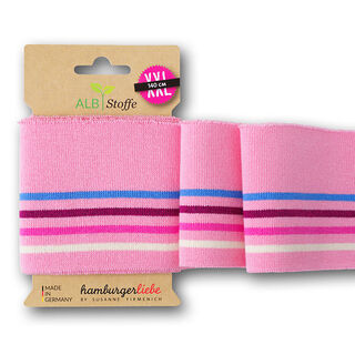 GOTS Strickbündchen CUFF ME COLLEGE [ 140 cm | 7,5 cm ] | Albstoffe – rosa/türkis, 