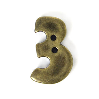 Zahlenknopf 3 - Metalloptik, 