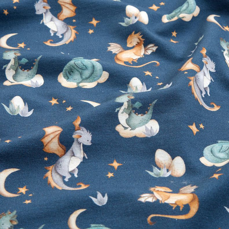 French Terry Sommersweat süße Drachen Digitaldruck – blaugrau,  image number 2